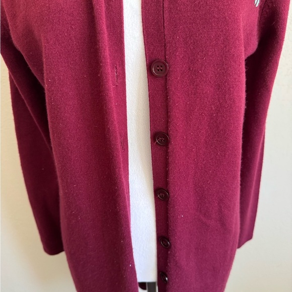 Vintage Disney Store Red Long Line Cardigan Embroidered Mickey Floral Womens M - Picture 3 of 6